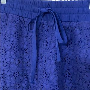 Blue Flower Elastic Waist Shorts